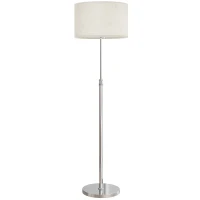 HOMCOM Floor Lamp with Remote, Height Adjustable Standing Lamp with Linen Shade, Dimmable with 3000K-6000K Adjustable Colour Temperatures, Foot Switch for Living Room Bedroom Office, Silver Tone(m-1)