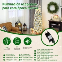 HOMCOM Árbol de Navidad Estrecho 180 cm con Luces LED Bicolores 11 Modos de Iluminación Temporizador 540 Ramas Verde(m-5)