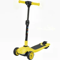 AIYAPLAY Three-Wheel Foldable Electric Scooter for Kids Aged 6-10 Years, Yellow(m-1)