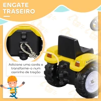 HOMCOM Trator a Pedal para Crianças acima de 3 Anos Trator Escavadora Infantil com Pá Dianteira 114x41x52 cm Amarelo e Preto(m-7)