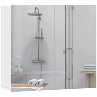 HOMCOM Double-Door Bathroom Mirror Cabinet - White(m-11)