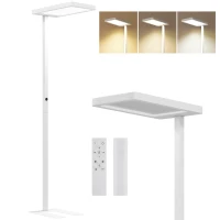 HOMCOM Lampadaire sur pied salon LED dimmable spectre complet pour le soin des yeux télécommande 60 x 32 x 196 cm blanc(m-11)
