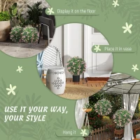 HOMCOM Set of 2 Artificial Plant Topiary Balls, UV-protected Fake Decorative Plants, Pink(m-6)