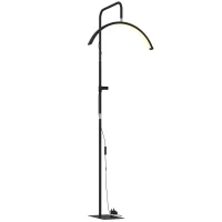 HOMCOM Half Moon Lash Light, Beauty Floor Lamp with 350° Rotatable Head, 7 Colour Temperature and Phone Holder, Dimmable Standing Lamp for Eyelash Extension, Tattoo, Nails, Skincare, Black(m-1)