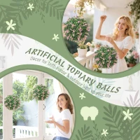 HOMCOM Set of 2 Artificial Plant Topiary Balls, UV-protected Fake Decorative Plants, Pink(m-4)