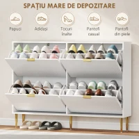 HOMCOM Dulap Îngust pentru Pantofi cu 4 Sertare - Alb(m-5)