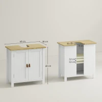 kleankin Mueble bajo Lavabo Mueble de Lavabo con Pie con 2 Puertas 2 Mangos y Estante Ajustable sin Lavabo 60x30x60 cm Blanco(m-3)