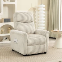 HOMCOM Poltrona Relax Reclinável Manual Estofada em Veludo com Apoio para Pés 73x86x100 cm Creme(m-2)