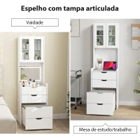 HOMCOM Toucador de Maquilhagem com Luzes LED de 3 Cores Espelho Rebatível e Banco Acolchoado 50x40x160 cm Branco(m-7)