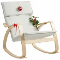 HOMCOM Comfortable Relax Rocking Chair, Upholstered Lounge Chair Recliner with High Back and Headrest for Living Room, Bedroom, Cream White(m-10)