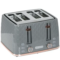 HOMCOM Four-Slice Honeycomb Toaster - Grey(m-10)