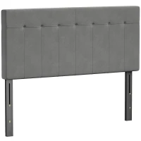 HOMCOM Tăblie reglabilă în 3 trepte tăblie de pat cu picioare din metal aspect catifelat pentru dormitor 140x10x106/116/126 cm Gri(m-7)