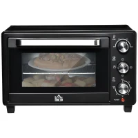 HOMCOM Mini Oven, 21L Countertop Electric Grill, Toaster Oven with Adjustable Temperature, Timer, Baking Tray and Wire Rack, 1400W, Black(m-10)