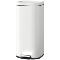 HOMCOM 30L Kitchen Bin, Compact Pedal Bin with Soft-Close and Stay-Open Lid, Removable Bucket for Kitchen, Home, Office, Cream(m-11)