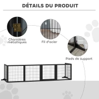 PawHut Barrière de sécurité pour chien barrière pliable à 6 panneaux avec pieds amovibles 432 x 36 x 70 cm noir(m-7)