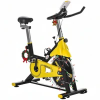HOMCOM Exercise Bike, with 6kg Flywheel Belt Drive, Adjustable Resistance, LCD Display - Yellow(m-10)