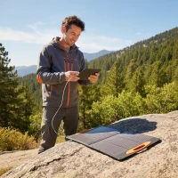 HOMCOM Solar Charger 100W Foldable with USB-A and USB-C for Fast Charging, IP67, Black(m-5)