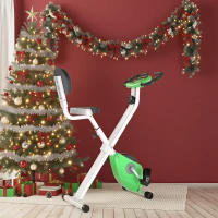 HOMCOM Folding Exercise Bike, Fitness Bicycle Indoor Trainer, 8-Level Magnetic Resistance Adjustable, with LCD Monitor, Pulse Sensor, Green(m-2)