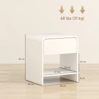 HOMCOM Lot de 2 tables de chevet, table d'appoint moderne avec compartiment ouvert et tiroir, 40 x 35 x 45 cm, blanc(m-3)