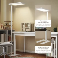 HOMCOM Lampadaire sur pied salon LED dimmable spectre complet pour le soin des yeux télécommande 60 x 32 x 196 cm blanc(m-7)