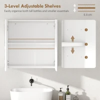 HOMCOM Double-Door Bathroom Mirror Cabinet - White(m-5)