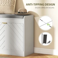 HOMCOM Shoe Storage with Seat, Upholstered Entryway Bench, Shoe Bench with 1 Flip Drawer and 4 Vents for 5 Pairs of Shoes(m-9)