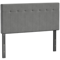 HOMCOM Tăblie reglabilă în 3 trepte tăblie de pat cu picioare din metal aspect catifelat pentru dormitor 140x10x106/116/126 cm Gri
