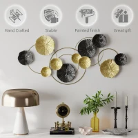 HOMCOM Metal Wall Art, Modern Hanging Wall Decor with Multi-Disc Design for Living Room(m-6)