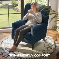 HOMCOM Wingback Accent Chair, Retro Upholstered Button Tufted Occasional Chair for Living Room and Bedroom, Blue(m-6)