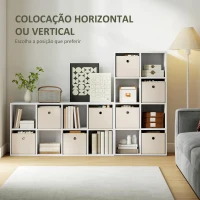 HOMCOM Estante Cubo Estante de Armazenamento Horizontal ou Vertical com 8 Compartimentos e 4 Gavetas de Tecido 53,7x30x79,8 cm Branco e Bege(m-5)
