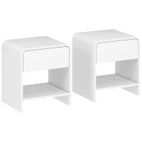 HOMCOM Lot de 2 tables de chevet, table d'appoint moderne avec compartiment ouvert et tiroir, 40 x 35 x 45 cm, blanc(m-12)