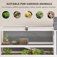 PawHut Casa para Tortugas de Madera con Soporte para Lámpara Ajustable Techos Abatibles Bandeja Extraíble y Estante Inferior(m-5)