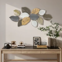 HOMCOM Metal Wall Art, Modern Hanging Wall Decor with Unique Leaf Design for Living Room Bedroom Entryway(m-9)