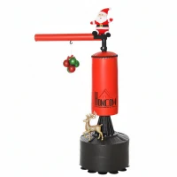 HOMCOM Sac de frappe sur pieds punching ball brunier 3 en 1 avec ballon de vitesse bras flexible rotatif hauteur réglable revêtement synthétique base HDPE dim. 88L x 48l x 155-205H cm noir rouge(m-1)