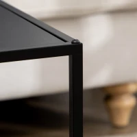 HOMCOM Conjunto de 2 Mesas Mesas de Centro Quadradas para Sala de Estar Estrutura de Aço Grande 40 cm Pequena 35 cm Preto(m-8)