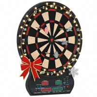HOMCOM Cible Jeu de fléchettes électronique 27 Jeux Principaux jusqu'à 8 Joueurs Affichage LED Noir(m-1)