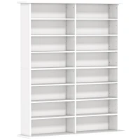 HOMCOM Mobile Libreria porta CD a 16 Ripiani dal Design Moderno in Legno, 106.5x24x126.3 cm, Bianco(m-1)