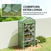Outsunny Estufa de Jardim de 5 Prateleiras com 1 Porta com Fecho de Correr para Cultivo de Plantas em Terraço 90x49x193 cm Verde(m-8)