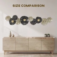 HOMCOM Wandbild, Wandschmuck mit Metallrahmen, moderner Stil, Schwarz+Gold(m-7)