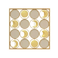 HOMCOM Decoración de Metal para Pared de Fases Lunares Multidireccional con 16 Discos Dorado(m-1)