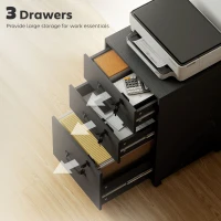 HOMCOM Three Drawer Wood-Effect Filing Cabinet - Black(m-4)