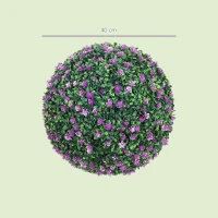 HOMCOM Set of Two Artificial Boxwood Balls Plants - Purple(m-3)