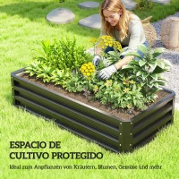 Outsunny Jardinera Elevada Rectangular de Acero Galvanizado para Cultivar Plantas Flores Hierba 120x60x30,5 cm Gris(m-6)