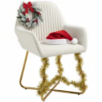 HOMCOM Modern Arm Chair Upholstered Accent Chair with Metal Base for Living Room Cream White(m-10)