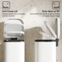 HOMCOM 30L Kitchen Bin, Compact Pedal Bin with Soft-Close and Stay-Open Lid, Removable Bucket for Kitchen, Home, Office, Cream(m-5)