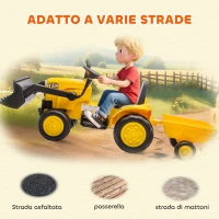 AIYAPLAY Escavatore per Bambini Elettrico 12V con Benna, Rimorchio e Telecomando, Età 3-8 Anni, Giallo(m-7)