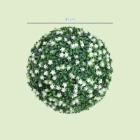 HOMCOM Set of Two Artificial Boxwood Balls Plants - White(m-3)
