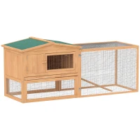 PawHut Clapier cage à lapins rongeurs 2 étages tiroir déjection enclos extérieur amovible toit ouvrant 158L x 58l x 68H cm bois massif pin(m-8)