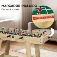 SPORTNOW Futbolín para Niños de Madera Mesa de Futbolín con 2 Marcadores 8 Asas y 22 Jugadores 114x78x88 cm Natural(m-7)