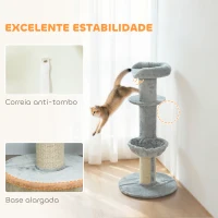PawHut Arranhador para Gatos 103,5 cm Torre para Gatos com Cama Rede Plataforma Poste de Sisal Extra Grosso Bola Pendurada Cinza Claro(m-6)